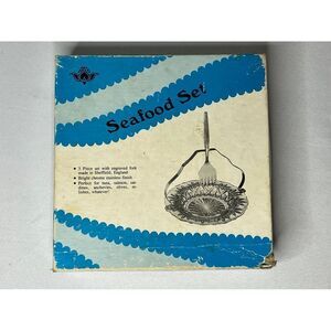 Sheffield‎ England 3 Piece Crystal Silver Seafood Serving Set GORGEOUS! Dining